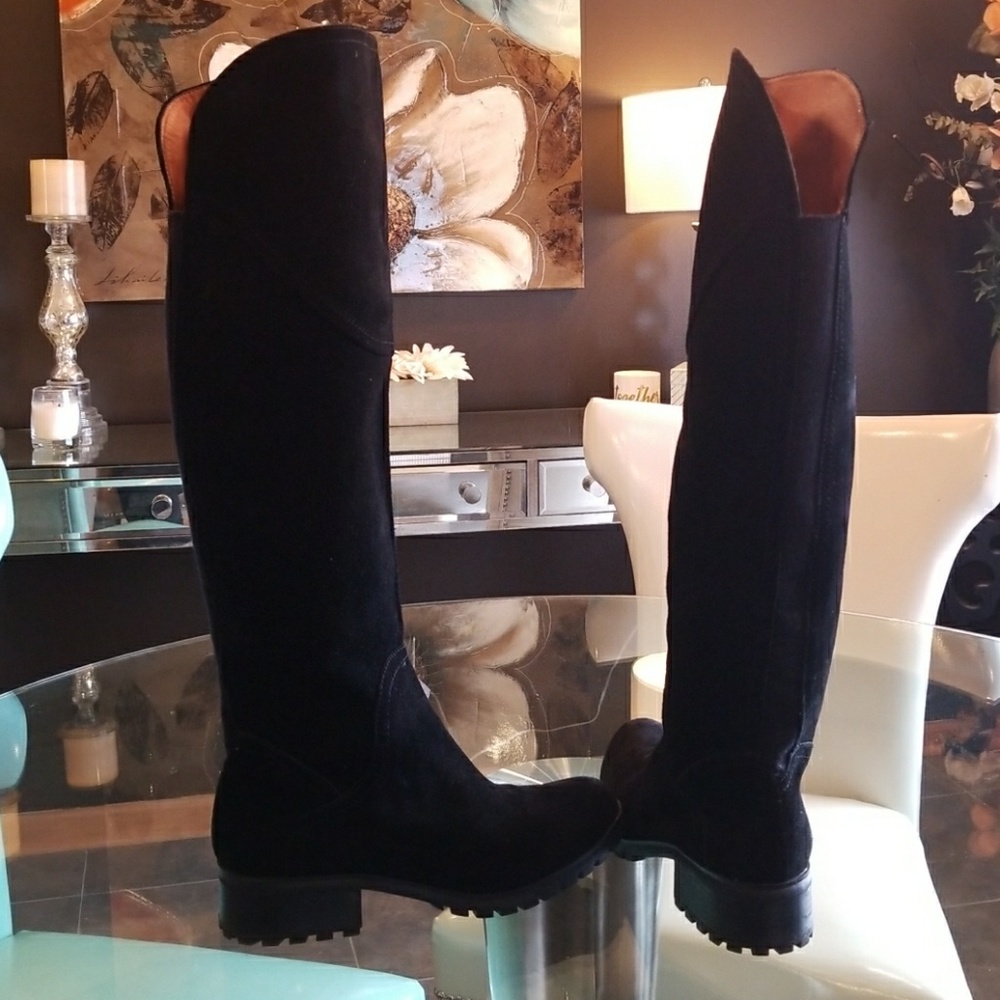 Knee high suede boots